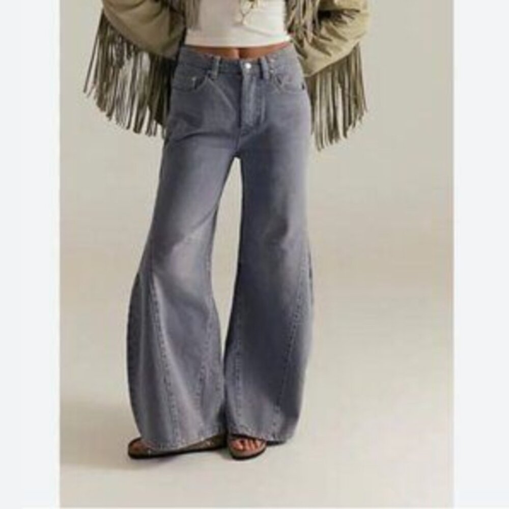 Free People NWT Eden Slouchy High Waist Wide Leg Jeans size 27
